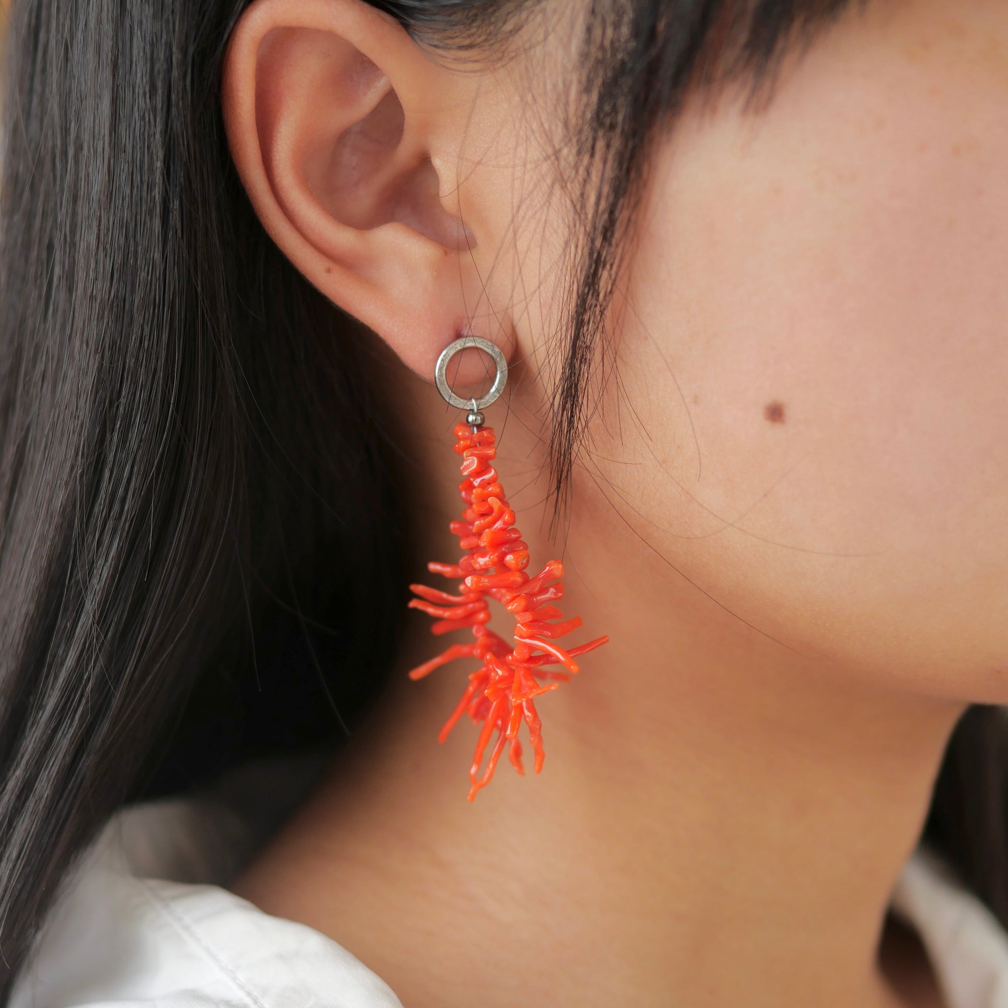 枝珊瑚ピアス